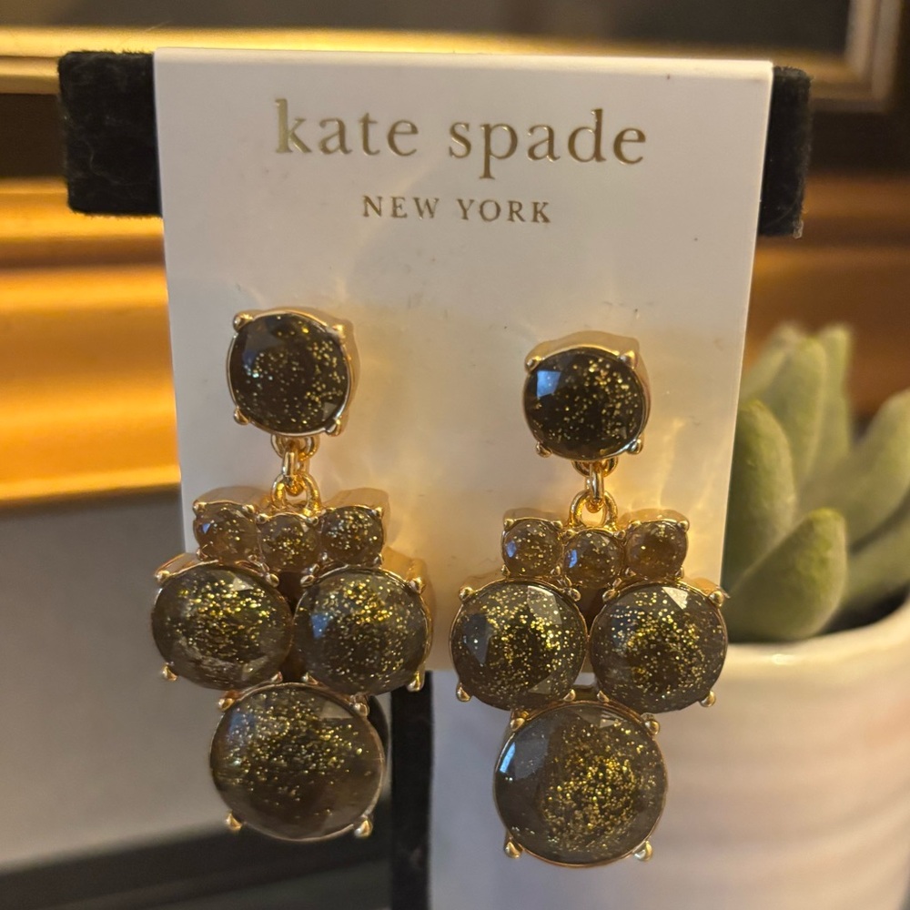 Kate Spade Gold and Black Statement Earrings